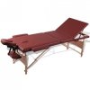 Czerwony składany stół do masażu 3 strefy z drewnianą ramą