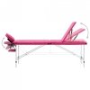 Składany stół do masażu, 3 strefy, aluminiowy, różowy