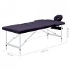 Składany stół do masażu, 3 strefy, aluminiowy, fioletowy