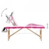 Składany stół do masażu, 4 strefy, drewniany, biało-różowy