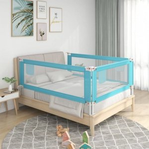 Barierka do łóżeczka dziecięcego, niebieska, 190x25 cm, tkanina