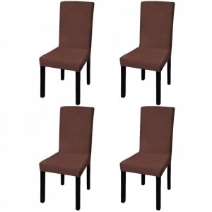 Elastyczne pokrowce na krzesła w prostym stylu, 4 szt., brązowe