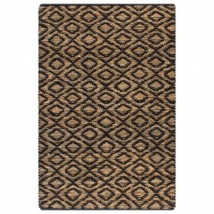 Ręcznie tkany dywan, juta, 120 x 180 cm, naturalny i czarny
