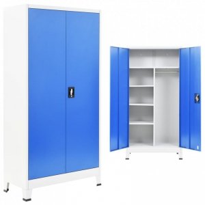 Szafa 2-drzwiowa z zamkiem, metal, 90x40x180cm, szaro-niebieska