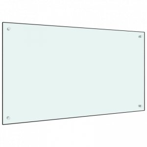 Panel ochronny do kuchni, biały, 100x60 cm, szkło hartowane