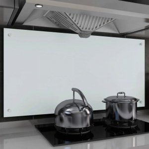 Panel ochronny do kuchni, biały, 120x60 cm, szkło hartowane
