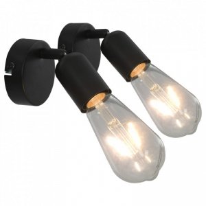 Lampy, 2 szt., żarówki żarnikowe, 2 W, czarne, E27