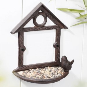 HI Wiszący karmnik dla ptaków w kształcie domku, 18 cm, brązowy