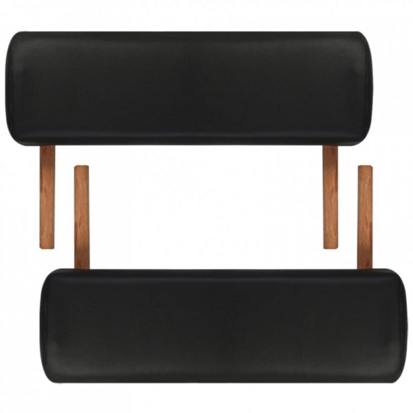 Czarny składany stół do masażu 2 strefy z drewnianą ramą
