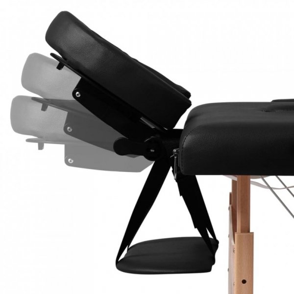 Czarny składany stół do masażu 3 strefy z drewnianą ramą