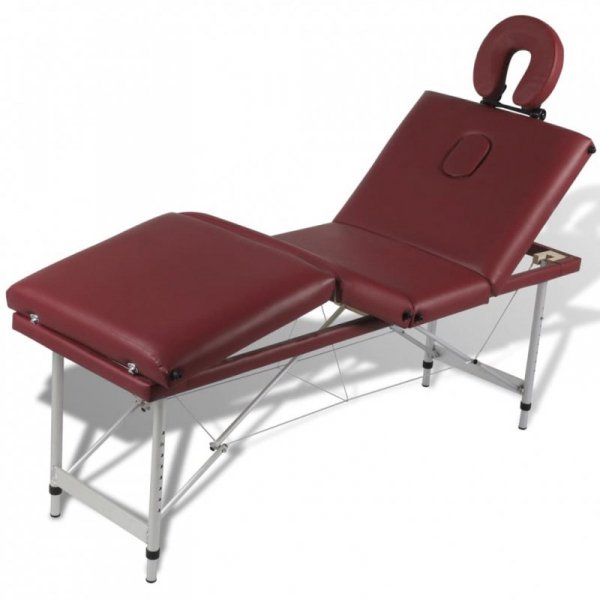 Czerwony składany stół do masażu 4 strefy z aluminiową ramą