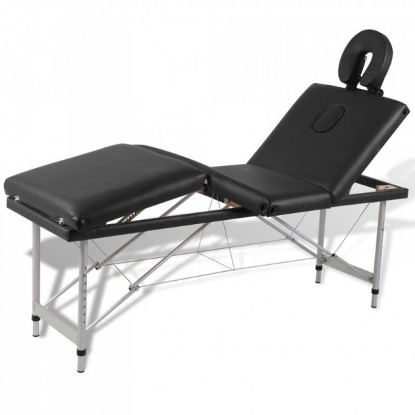 Czarny składany stół do masażu 4 strefy z aluminiową ramą