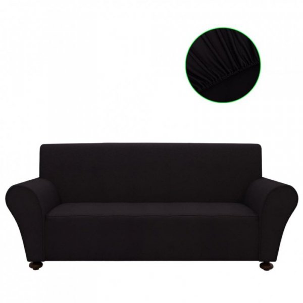 Elastyczny pokrowiec na sofę, z dżerseju, czarny