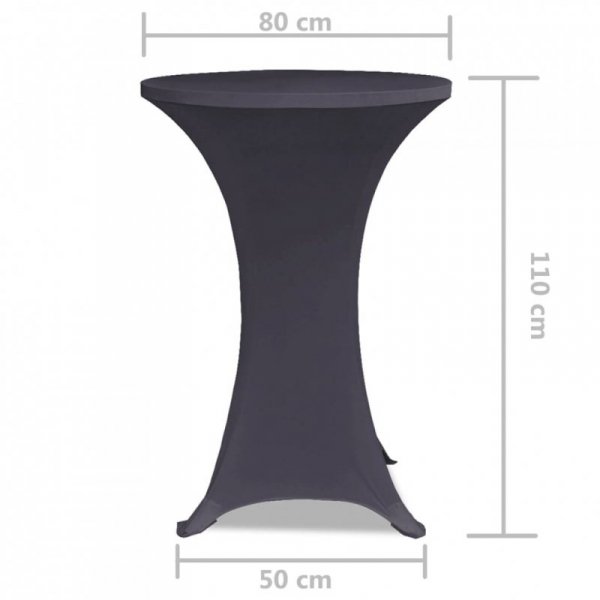 Elastyczne nakrycie stołu antracytowe 2 szt. 80 cm