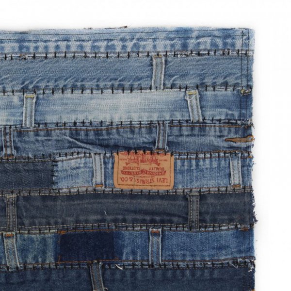 Patchworkowy dywanik z dżinsu, 80 x 150 cm, niebieski