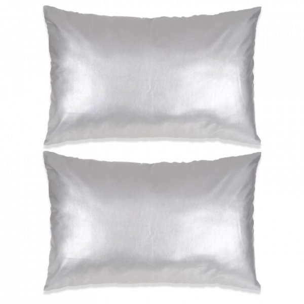 2-częściowy zestaw poduszek, PU, 40x60 cm, srebrny