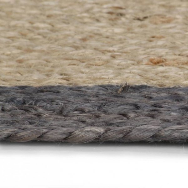 Ręcznie wykonany dywanik, juta, ciemnoszara krawędź, 150 cm