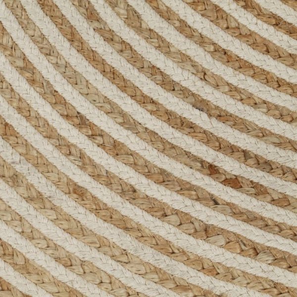 Dywanik ręcznie wykonany z juty, spiralny wzór, biały, 90 cm