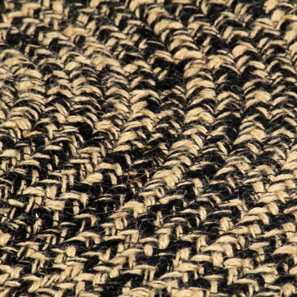 Ręcznie wykonany dywanik, juta, czarny i naturalny, 90 cm