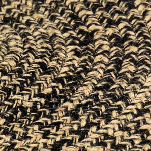 Ręcznie wykonany dywan, juta, czarny i naturalny, 120 cm