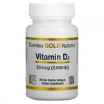 California Gold Nutrition Vitamin D3, 50 mcg (2,000 IU), 90 kaps.