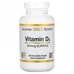 California Gold Nutrition Vitamin D3, 50 mcg (2,000 IU), 360 kaps.