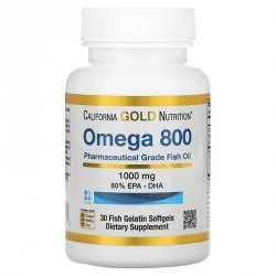 California Gold Nutrition Omega 800 Farmaceutyczny Olej Rybny, 80% EPA / DHA, 30 kaps.