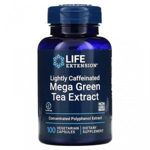 LIFE EXTENSION Lightly Caffeinated Mega Green Tea Extract - Zielona Herbata ekstrakt 725 mg (100 kaps.)