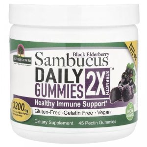 NATURE'S ANSWER Sambucus Daily Gummies 2X Strength Black Elderberry - Czarny bez (45 żelek)
