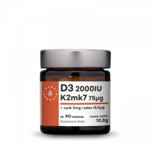 AURA HERBALS Witamina D3 (2000 IU) + K2mk7 + Cynk + Selen (90 tabl.)