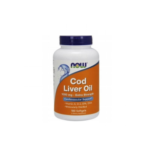 NOW FOODS Cod Liver Oil Extra Strength - Tran 1000 mg (180 kaps.)