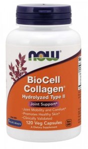 NOW FOODS BioCell Collagen - Hydrolizowany Kolagen typu II + Chondroityna + Kwas hialuronowy (120 kaps.)