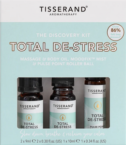 TISSERAND AROMATHERAPY Total De-stress Discovery Kit - Zestaw produktów eterycznych na odprężenie (2 x 9 ml, 1 x 10 ml)