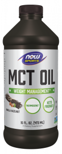 NOW FOODS MCT Oil - Olej MCT - smak Vanilla hazelnut (473 ml)
