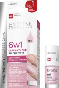 EVELINE Nail Therapy Professional Skoncentrowana Odżywka do paznokci nadająca kolor 6w1 Care&Colour Salon Effect - Pink
