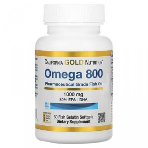 California Gold Nutrition Omega 800 Farmaceutyczny Olej Rybny, 80% EPA / DHA, 30 kaps.