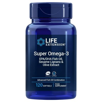 LIFE EXTENSION Super Omega-3 EPA/DHA z Lignanami Sezamowymi i Ekstraktem z Oliwek EU (120 kaps.)