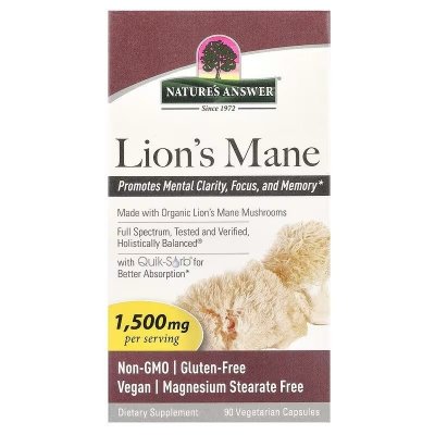 NATURE&#039;S ANSWER Lion&#039;s Mane 1500 mg - Soplówka jeżowata (90 kaps.)
