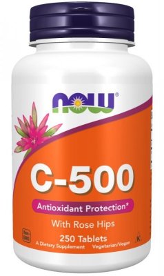 NOW FOODS Witamina C 500 mg z dziką różą (250 tabl.)
