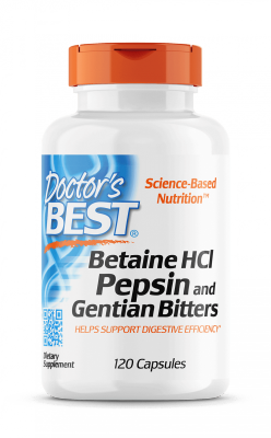 DOCTOR'S BEST Betaina HCL + Pepsyny + Korzeń Goryczki (120 kaps.)
