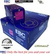 Przednie klocki Ultimax2 + NACINANE tarcze hamulcowe EBC seria USR GMC Yukon -2006