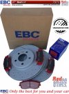 Przednie CERAMICZNE klocki RedStuff + WIERCONE NACINANE tarcze hamulcowe 320mm EBC seria GD Dodge Magnum RWD V6