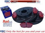 Tylne CERAMICZNE  klocki RedStuff + NACINANE tarcze hamulcowe EBC seria BSD Ford Mustang 2005-2014