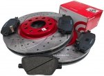 Przednie klocki BREMBO + WIERCONE tarcze hamulcowe RED Jeep Renegade 2015-2023