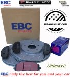 Przednie klocki Ultimax2 + NAWIERCANE NACINANE tarcze hamulcowe 330mm EBC seria GD Chrysler Pacifica FWD 2017-