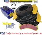 Przednie klocki YellowStuff + NAWIERCANE NACINANE tarcze hamulcowe EBC seria GD Hummer H2