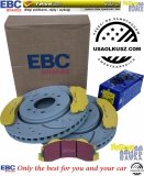 Przednie klocki YellowStuff + NAWIERCANE NACINANE tarcze hamulcowe EBC seria GD Lincoln Navigator 2011-2021