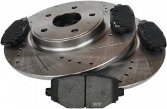 Tylne klocki + WIERCONE nacinane tarcze hamulcowe 328mm RAM Cargo Van