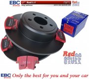 Tylne CERAMICZNE klocki RedStuff + NIE WENTYLOWANE tarcze hamulcowe EBC seria PREMIUM Lancia Thema 3,6 V6