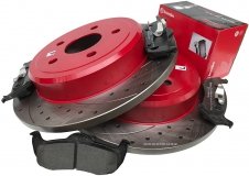 Tylne klocki BREMBO + WIERCONE nacinane tarcze hamulcowe RED Jeep Commander
